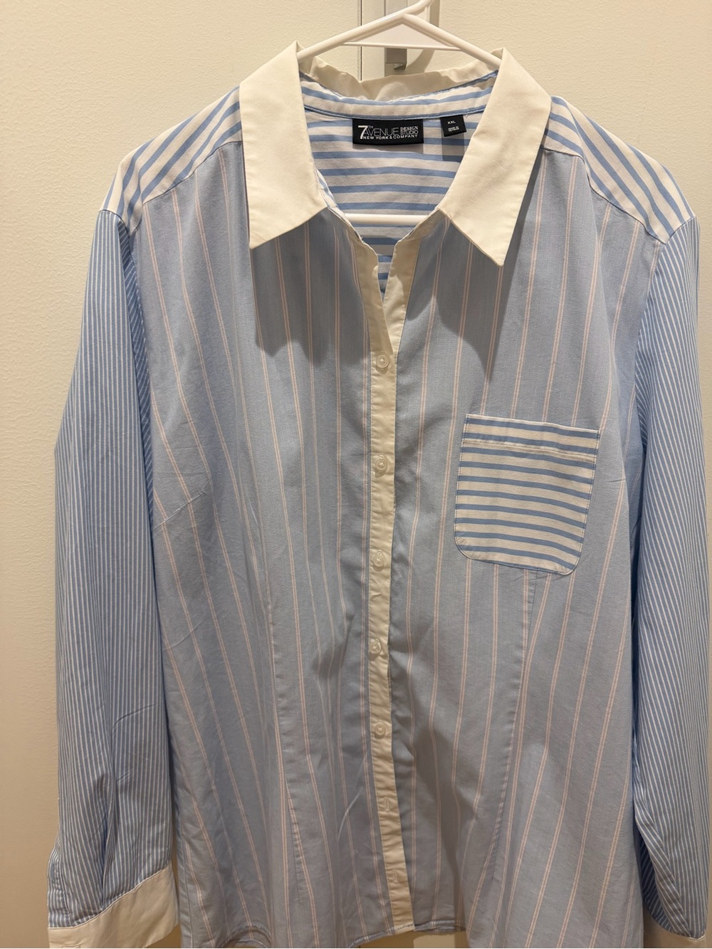 Striped Button-Down Shirt with Contrast Collar